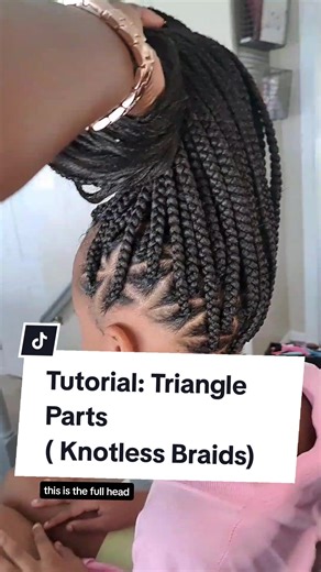 Tutorial: Triangle Parts ( Knotless Braids). Follow To See More Tutorials. Traveling Stylist Serving The DMV. Call or text 301-485-9298. #trianglepart #triangleparts #trianglepartknotless #trianglepartedboxbraids #4upageシ #viralvideo #viraltutorial #explorepage✨