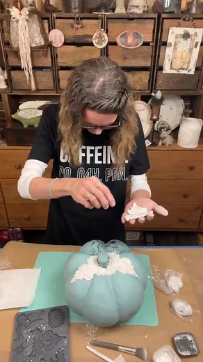 Fall Home Decor! IOD Air Dry Clay, IOD Molds & Paper Mache Pumpkin! #reels #falldecor #iod #airdryclay #crafts | Scrappy's Rustics