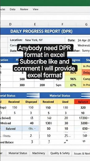 How to Prepare Daily Progress Report (DPR) in Excel | Construction Planning