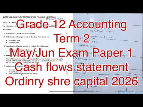 Grade 12 Accounting Term 2 | Cash Flows Statements May/June Exam Paper 1 2026
