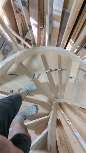 Stringer layout and tread install in the shop | Custom Hickory Staircase