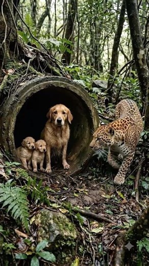 Golden Saved Its Puppy From A Leopard