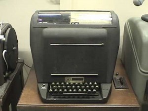 TELETYPE MODEL 26 KSR - COPYING ITTY NEWS - MUSEUM OF COMMUNICATIONS - SEATTLE WA
