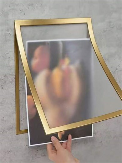 1/3pcs Magnetic Wall-Mounted Photo Frame - Self-Adhesive, Portable Plastic Frame To Display Photos And Documents, Vertical, Matte Gold Surface, File Folder | Minimalist Decor | Self-Adhesive Photo Frame, Magnetic Frame | SHEIN