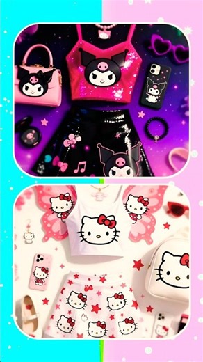 Purple 💜 Vs Pink 🩷 Lisa Or Lena Kuromi and Hello Kitty #choose #pink #purple #lisaorlena #tiktok #vs