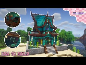 Minecraft: Prismarine House with Aquarium 🐬 (Tutorial)【マイクラ建築】 (Exterior & Interior)