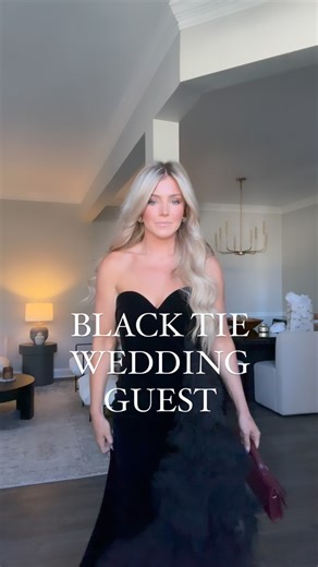 Leave DRESS for details to this look! Black tie wedding guest dress of my dreams! I searched for hours for a wedding guest dress and was so happy when I found this one! It is fairly fitted but ultra flattering. Size down a size! . . #womensfashion #dresses #weddingguestdress #macduggal | Jessica Fashion With Jess