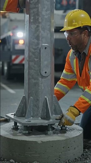 Aluminum Street Light Pole Installation Process | Outdoor Lighting Project #StreetLighting