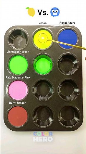 Lemon vs. Royal Azure ASMR Color Mixing! #colormixing #paintmixing #asmr #trending