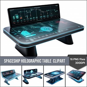 Holographic Spaceship Control Table Clipart, Futuristic 3D Interface Display, Junk Journal Page, Printable Paper Craft Sci Fi Clipart - Etsy