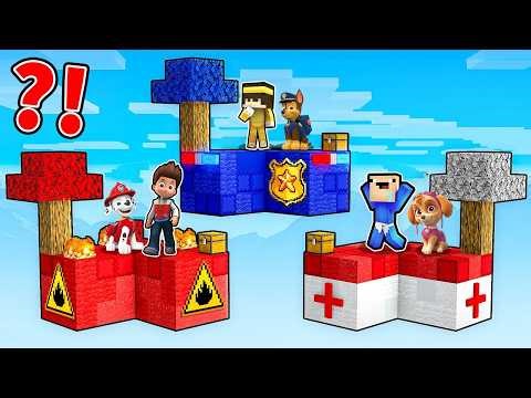 ¡Isla de PAW PATROL NOOB vs Isla de PAW PATROL PRO en Minecraft!