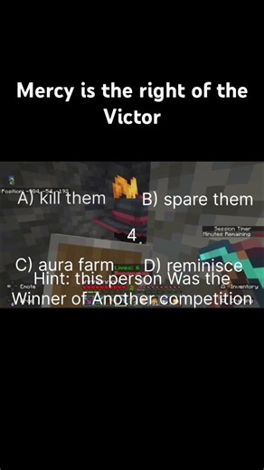 Quiz, will there be blood, mercy, aura, or past memories? Comment below #minecraft #question #gaming