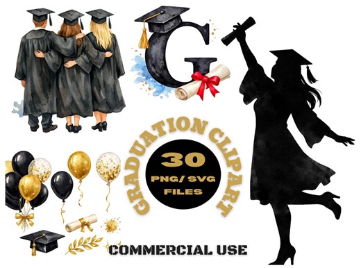 Graduation Clipart Bundle, Watercolor Grad Cap Flowers, Class of 2026 PNG (digital Download) - Etsy