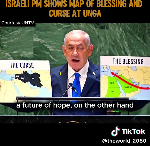 Benjamin Netanyahu's 'Map of Blessings and Curses' at 2024 UN General Assembly