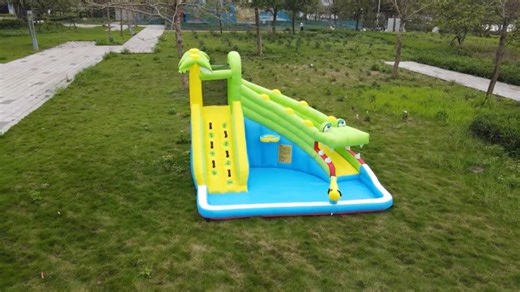 Watch Inflatable Castle Crocodile Inflatable Slide Pool Combo  on Amazon Live