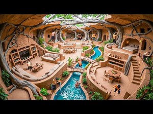 200 Days Building a Luxury Underground Clay House Hand-Carved Furniture Using Primitive Tools