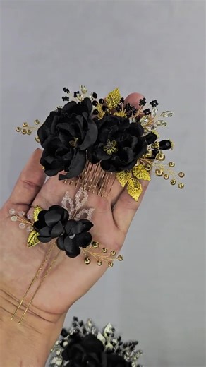Black Silk Flower Comb: Gothic Wedding Hair Piece - Etsy