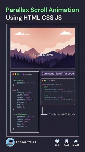 parallax scroll animation using html css and js