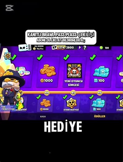 Bedavaya brawl pass plass çekiliş var❤️‍🩹 #brawlstars