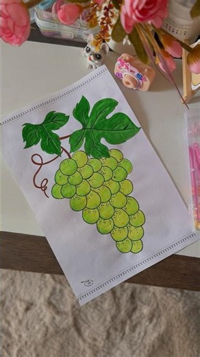 Easy Grapes🍇 Drawing for kids #kidslearning #kidsdrawing #brainlearning #craft #kidsart #coloring