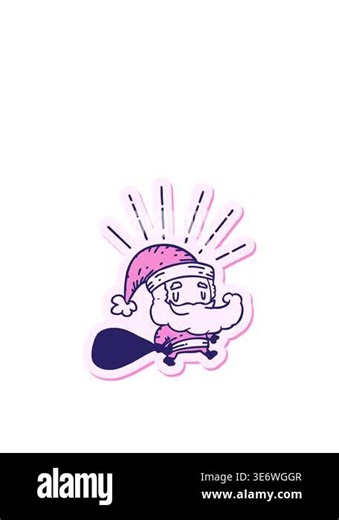 jumping motion animation of sticker of a tattoo style santa claus christmas character with sack Stock Video Footage - Alamy