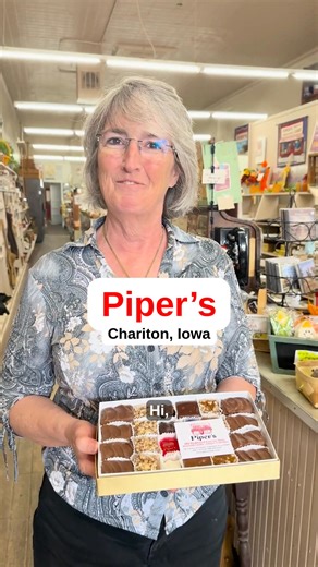 Piper's Grocery and Homemade Candies in Chariton, Iowa Step into one of Iowa’s sweetest and most historic hometown stops — Piper's in Chariton. Piper’s has been a fixture on the northeast corner of the town square for well over a century, originally opening as an old-fashioned corner grocery store in the early 1900s. Over time, it became just as beloved for its homemade candies as it was for its grocery offerings. In 1947, the store added candy making to its long list of goods — and today, they 