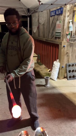 The color for glass comes in many shapes and forms here’s a fresh layer of molten glass being smashed into colored glass #glassblowing #handmade | Silica Burns Glass Blowing