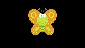 Green Butterfly Cartoon Character Flying Loop | Premium Stock Video Footage
