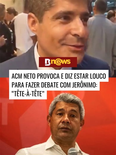 🗣️ O ex-prefeito de Salvador e pré-candidato ao Governo da Bahia ACM Neto (União Brasil) disse, nesta quinta-feira (9), desejar que o governador Jerônimo Rodrigues (PT) aceite um debate para que seja feito uma comparação entre ambos os legados. A fala foi feita à imprensa durante posse da nova diretoria da Federação das Indústrias do Estado da Bahia, realizada no auditório do SENAI Cimatec. A entidade seguirá sendo presidida pelo empresário Carlos Henrique de Oliveira Passos no quadriênio 2026-