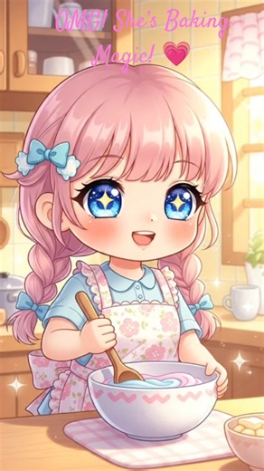 IAdorable Girl Baking Magic! 💖🍪” #cute #cuteanimation