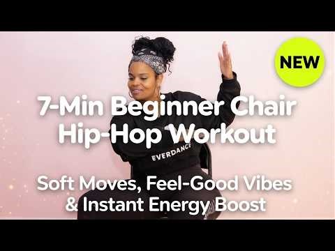 7 Min Beginner Chair Hip Hop Sweaty Workout – Soft Moves, Feel Good Vibes & Instant Energy Boost Wom