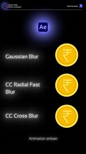 Akash Negi | Motion Designer | Tutorials on Instagram: "Same frame. Three blurs. Completely different energy — Gaussian, Radial, Cross. . . . . . . . #viral #trendingreels #designtrends #adobeindia #motiondesigners"