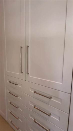 A fresh upgrade in progress 🤍 Installing matte white Shaker-style cupboard doors for a clean, timeless finish. #cupboards #cabinet #woodworking #bedroominspo | Love paint
