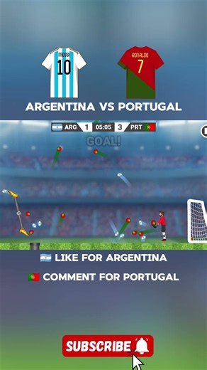 Who Wins? 🏆 Argentina vs Portugal! #shorts #algodoo #marblesoccer