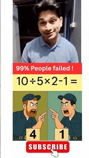 10÷ 5×2-1 = 4 or 1? Viral Math Riddle Stumps Everyone! 🔥 #riddleriddle #mathspuzzle #mindteaser