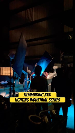 Corporate Video Production BTS: Lighting industrial scenes with RGB practicals at night. #filmmaking
