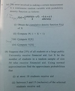 (a) The error involved in making a certain measurement is a con... | Filo