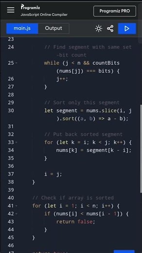 Can You Sort the Array by Bit Swaps? | Set Bits Logic Explained | JavaScript Solution