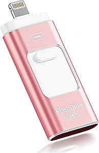 Apple MFi Certified 128GB Flash Drive for iPhone Thumb Drive Photo Stick, USB Memory Stick iPhone Flash Drive for Photos Videos, High Speed Jump Drive Compatible for iPhone/iPad/Android/PC (Pink)