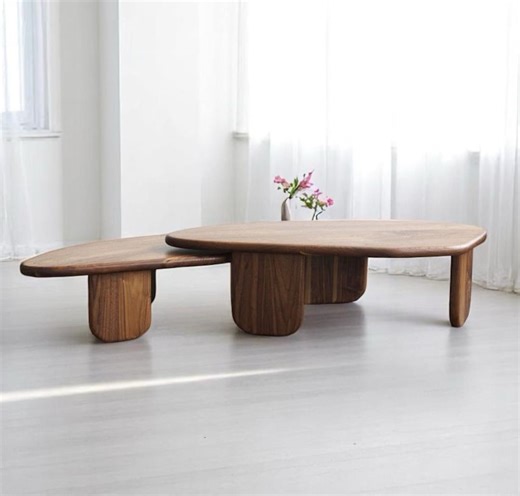 Brown Coffee Table, Handmade Table, Small Round Coffee Table, Wooden Mid-century Low Profile Design for Living Room and Stylish Home Decor - Etsy