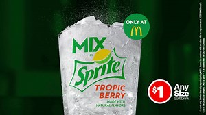 2.6K views · 543 reactions | Try the bold NEW taste you can only find at McDonald’s. MIX by Sprite Tropic Berry™ combines a refreshing blend of flavors with the classic, thirst-quenching lemon-lime flavor of Sprite you love! | McDonald's | Facebook