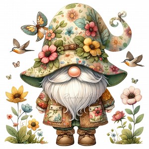 Spring Gnomes Clipart Bundle: Floral Garden PNG Graphics (commercial Use) - Etsy