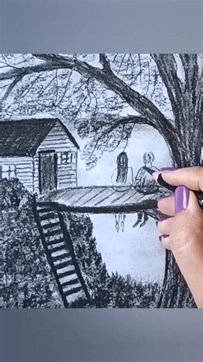 Easy tree house drawing with pencil | #art #shortsviral #youtubeshorts #shorts