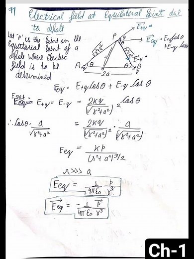Class 12th physics ch1 all imp derivations electricfield andcharges#education #derivations #physics