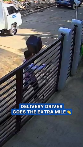 Delivery driver finds clever way to drop package through gate