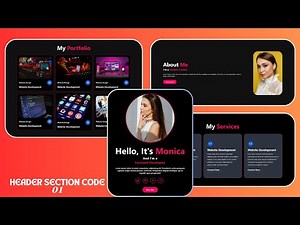 Create Fully Responsive Portfolio Website using HTML CSS and JavaScript | Header Section Code