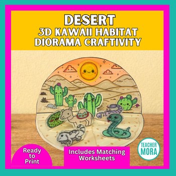 Desert Habitat Craft   Worksheets  | 3D Kawaii Ecosystem Diorama Craftivity