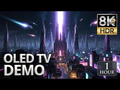 Sci-Fi Night Cityscape 8K HDR - 1 Hour Ultimate TV Display Demo Video OLED TV Demo