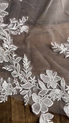 Floral Appliqué Cathedral Wedding Veil for Bride - Etsy