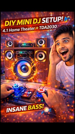 Mini DJ Setup 🔊 Using 4.1 Home Theater Board | TDA2030 Amplifier #Shorts